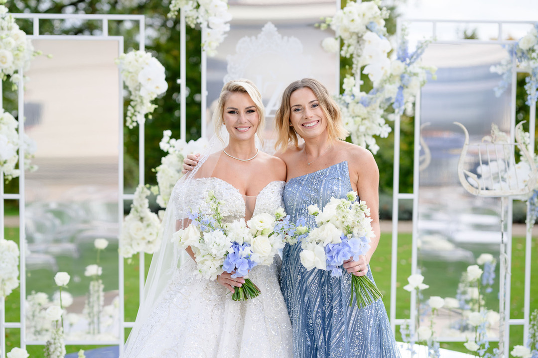 luxury bride and maid of honor at Chateau Mcely