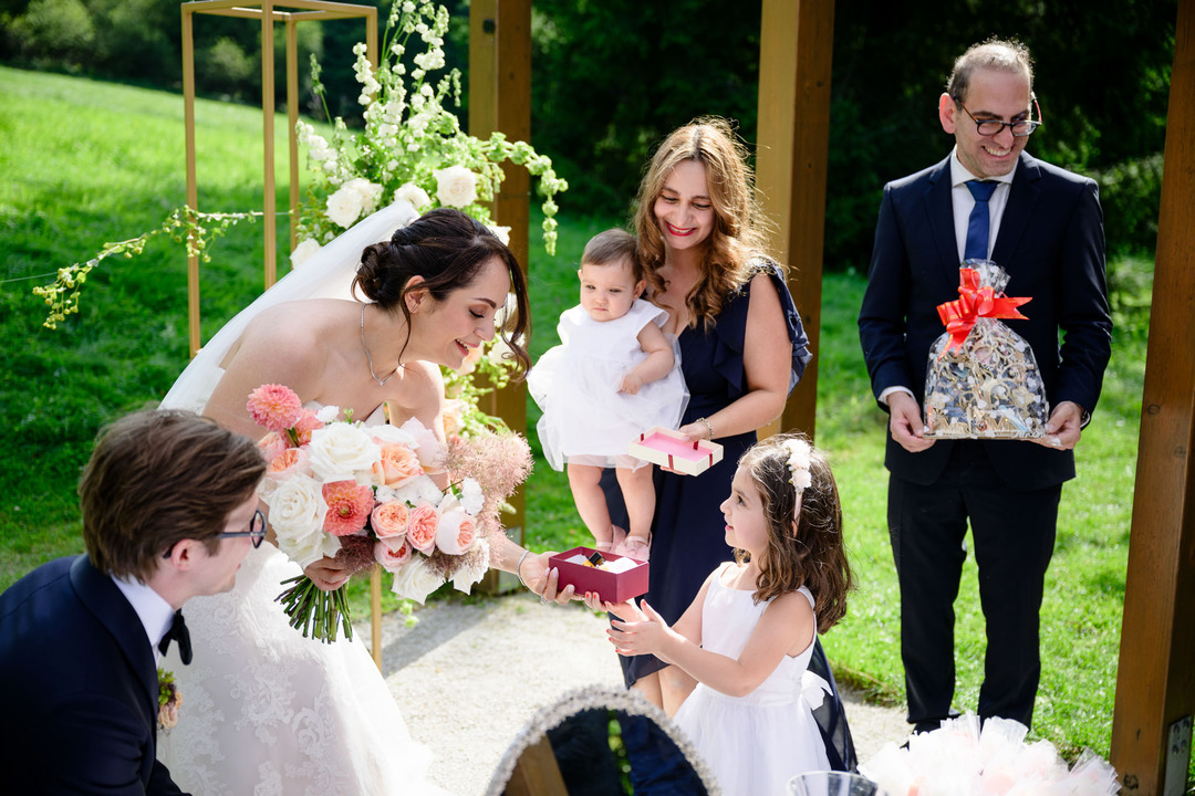 Congratulations to the newlyweds as family and friends offer their best wishes during an outdoor ceremony in the Beskydy.
