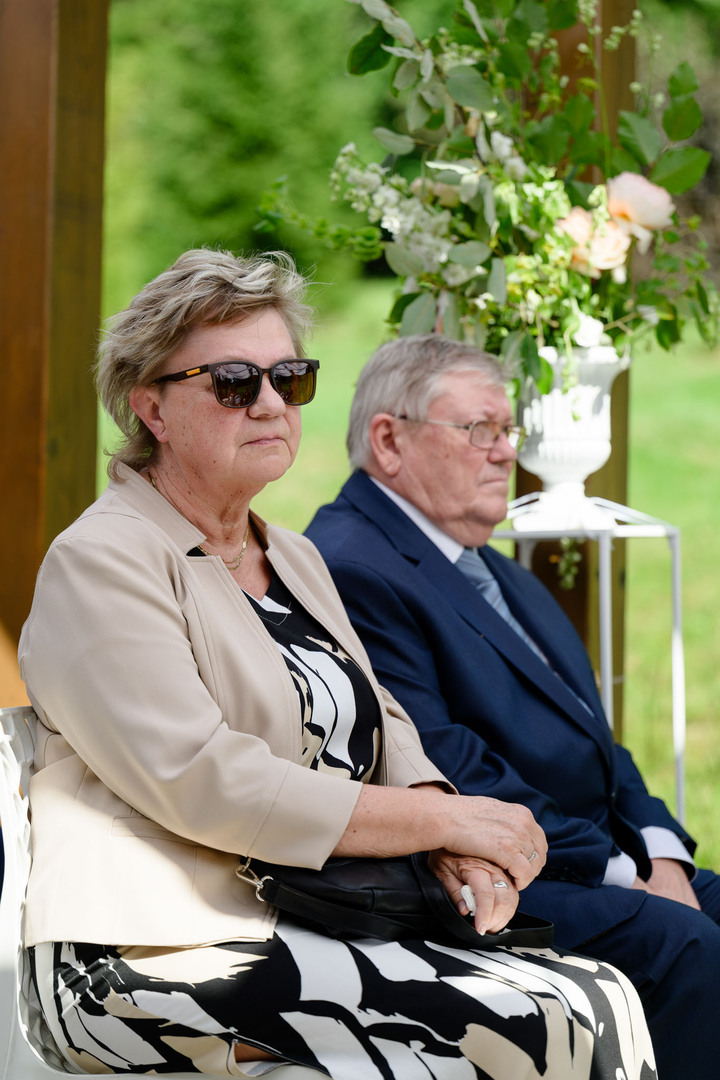 Wedding guests during the ceremony.
