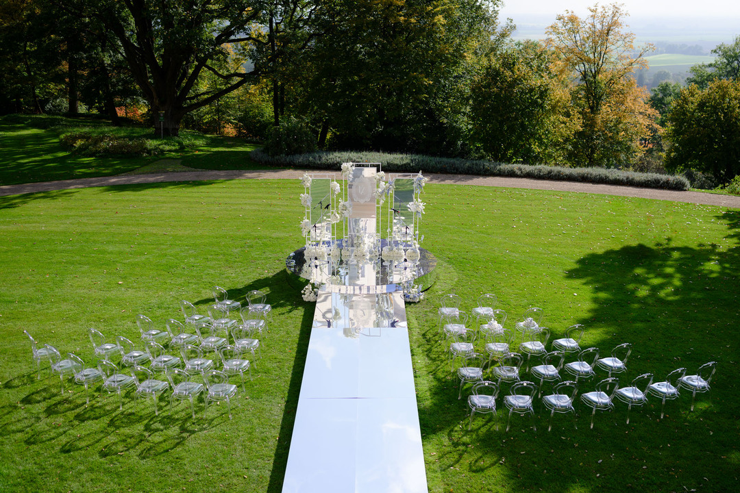 wedding ceremony setup at chateau mcely