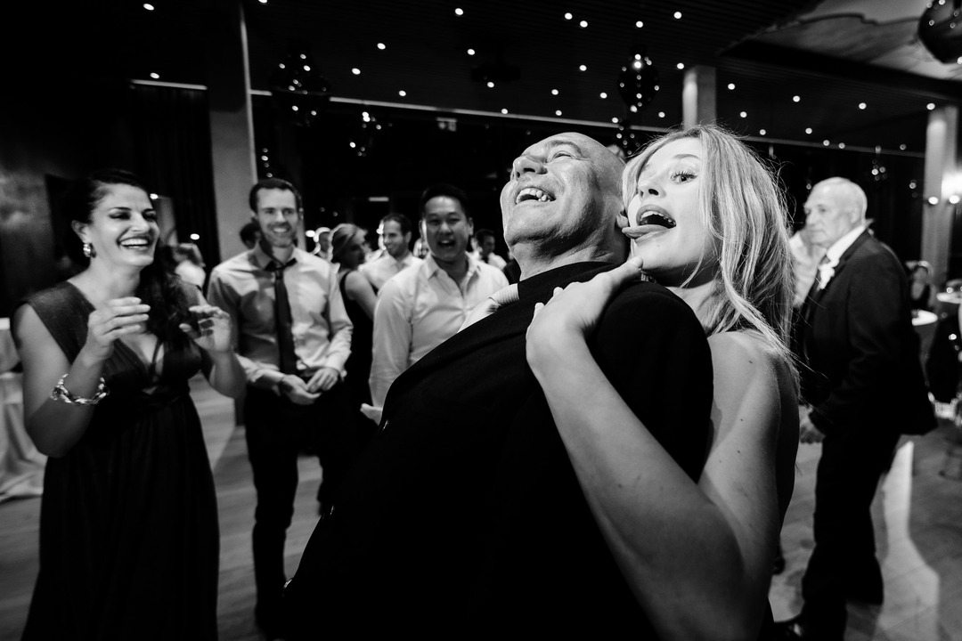 Guests dance and celebrate at a lively wedding reception at Obelisk Winery.