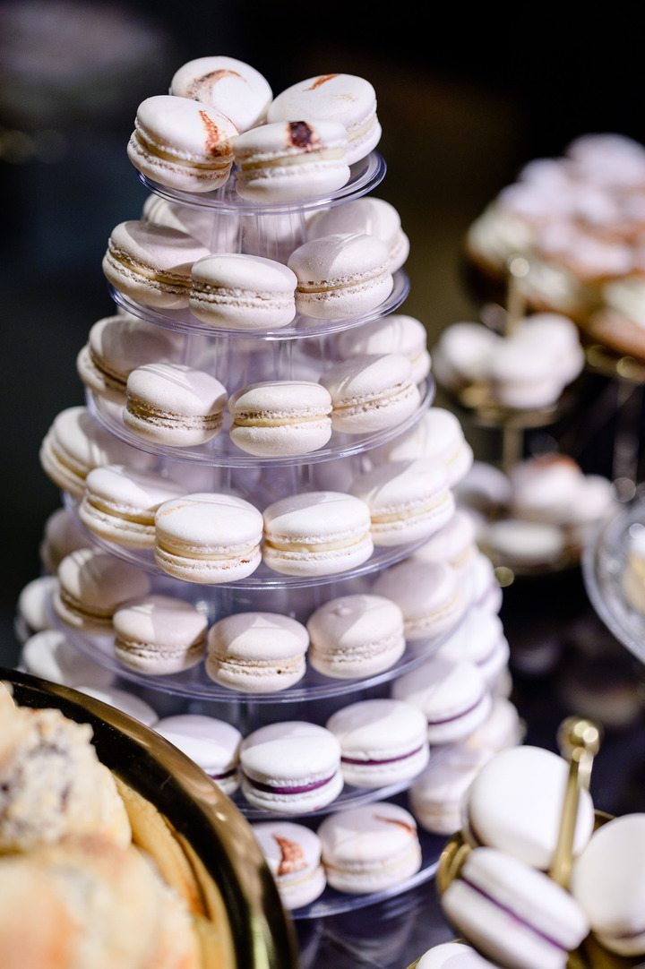 A Tower of macarons displayed at a wedding reception in Obelisk Winery.